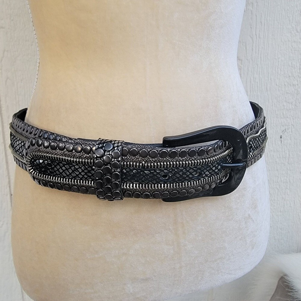 Black Studded Braided Women's Fashion Belt